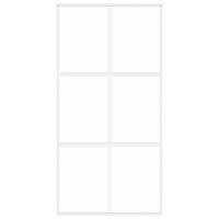 Schuifdeur 102,5x205 cm gehard glas en aluminium wit - thumbnail