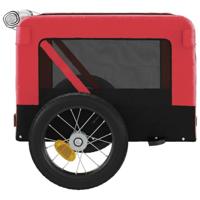 Hondenfietstrailer oxford stof en ijzer rood en zwart - thumbnail