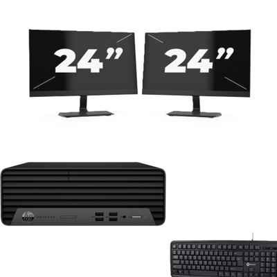 HP ProDesk 400 G7 SFF - Intel Core i7-10e Generatie - 8GB RAM - 256GB SSD - Windows 11 + 2x 24 inch Monitor