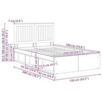 Bedframe Concerte Grijs 135 x 190 cm Massief grenenhout - thumbnail