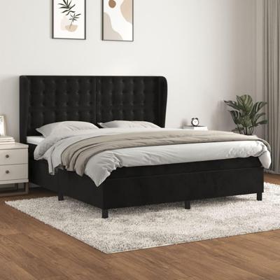 Boxspring met matras fluweel zwart 180x200 cm