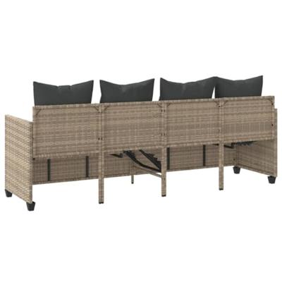 Ligbed met kussen poly rattan lichtgrijs
