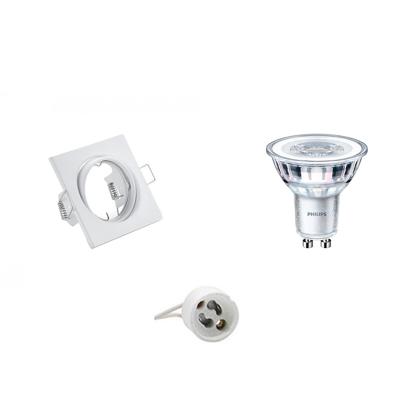 GU10 Inbouwspot Set - Mat Wit - Inbouw Vierkant - Kantelbaar - Philips - CorePro 827 36D - 4.6W - Warm Wit 2700K - 80mm