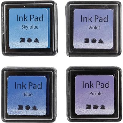 Creativ Company Stempelinkt blauw tinten/paars, 4st.