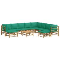 11-delige Loungeset met kussens bamboe groen - thumbnail