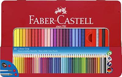 Faber-Castell kleurpotloden - colour grip - blik 48 stuks met accessoires - fc-112448