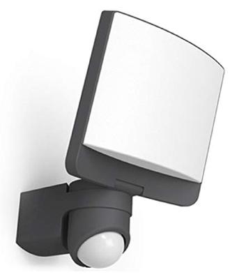 Grote donkergrijze wandlamp met PIR sensor en LED lichtbron (5000K Helder wit) &apos;Lutec Sunshine&apos;