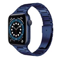 By Qubix - Stalen schakelband - Donkerblauw - Compatible met Apple watch 44mm / 45mm / 46mm / 49mm - Compatible Apple watch bandjes - thumbnail