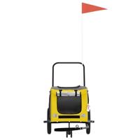 VidaXL Hondenfietstrailer oxford stof en ijzer geel en zwart - thumbnail