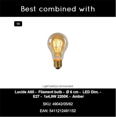 Lucide HERMAN - Tafellamp - Ø 20 cm - 1xE27 - Beige