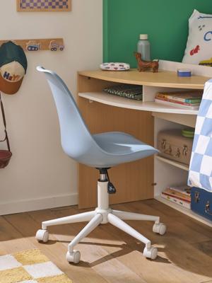 Kinderbureaustoel met wieltjes blauw