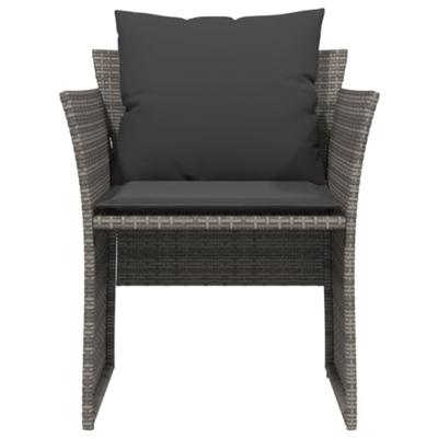 Tuinstoel met voetenbank poly rattan grijs