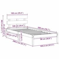 Bedframe met hoofdeinde Wit 100 x 200 cm Massief grenenhout - thumbnail