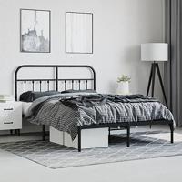 Bedframe met hoofdbord metaal zwart 140x190 cm - thumbnail