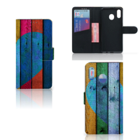 Samsung Galaxy M20 Book Style Case Wood Heart - Cadeau voor je Vriend - thumbnail
