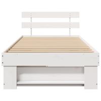 Bedframe met lade met hoofdeinde met opslag Wit 90 x 190 cm Grenenhout - thumbnail