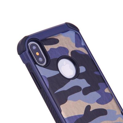 iPhone X Camouflage patroon beschermend TPU + plastic back cover Hoesje (blauw)