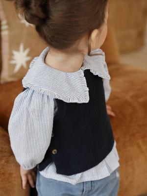 Gestreepte babyblouse in seersucker blauw, gestreept
