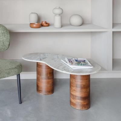 ZILT Organische Salontafel 'Patty' Marmer en mangohout, 86 x 48cm