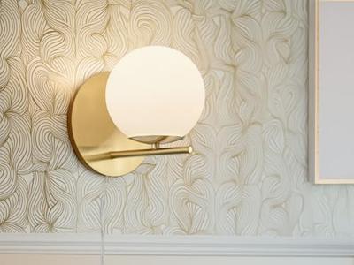 Trio MuurlampPure goud met wit glas - 202000108