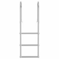 VidaXL 3-traps steigerladder zilver 45 x 11,5 x 134 cm aluminium - thumbnail