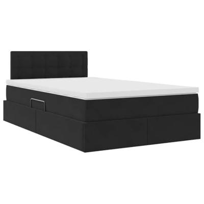 Opslag bed met matras met hoofdeinde Zwart 120 x 200 cm Fluweel