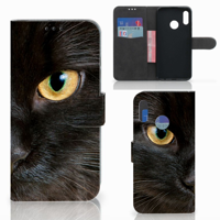 Huawei P Smart 2019 Telefoonhoesje met Pasjes Zwarte Kat - thumbnail