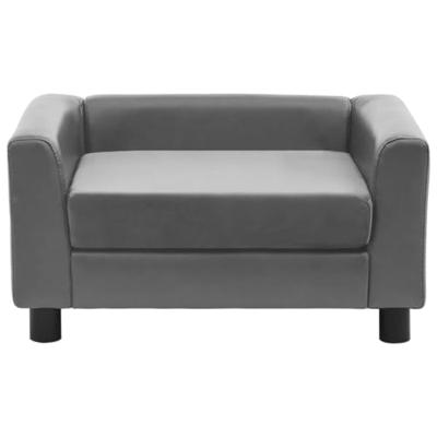 Hondenbank 60x43x30 cm pluche en kunstleer grijs