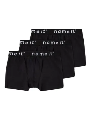 Name it 3-pak jongens boxershorts - Basic - Katoenen jongens onderbroeken - Zwart - Grijs - Donkerblauw