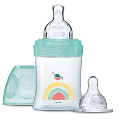 Antikoliekfles - Pasgeborenenset - DODIE - 150 ml - Platte + ronde speen - 0-6 maanden - Flow 1 - Groen