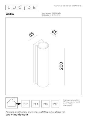 Lucide AKRA - Wandlamp Binnen/Buiten - LED - 2x6,5W 2700K - IP54 - Wit Lucide AKRA - Wandlamp Binnen/Buiten - LED - 2x6,5W 2700K - IP54 - Wit