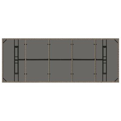 Tuintafel met glazen blad 240x90x75 cm poly rattan grijs