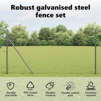 VidaXL Afrasteringspaal grijs 25 x 1 m (25 mm gaas) staal - thumbnail