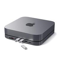 SATECHI USB-C Hub - Type-C Aluminium Standaard & Hub - USB-C Datapoort, Micro/SD Kaartlezers, USB 3.0 & Koptelefoon Aansluiting - Voor M2/M1 Mac Mini, Mac Studio, 2020 & 2018 Mac Mini (Spacegrijs) - thumbnail