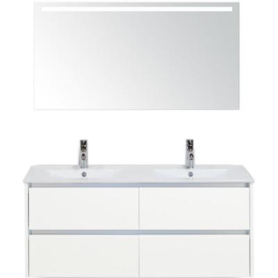 Dante Badmeubelset 120 cm - Wit Hoogglans - Keramische Wastafel Wit Enjoy met Sence Spiegel