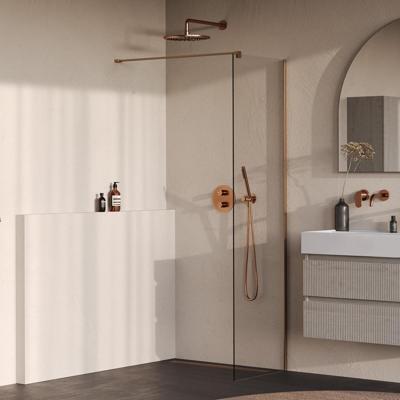 Brauer Oblivion - Inloopdouche - Helder Glas - 50 x 200 cm - incl. Glascoating - PVD Koper Geborsteld