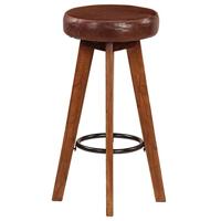 VidaXL Barstoelen 2 st echt leer en massief acaciahout - thumbnail