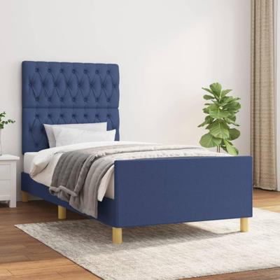 Bedframe zonder matras 90x190 cm stof blauw