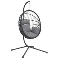 Hangstoel met standaard rattan en staal grijs - thumbnail