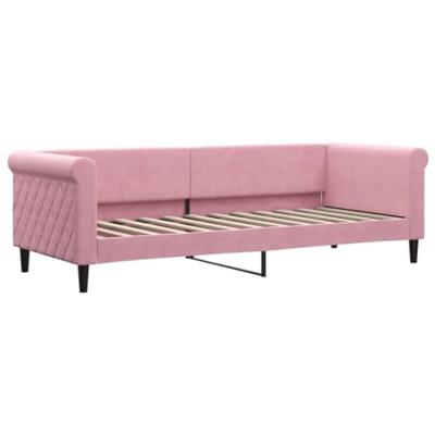 Slaapbank met onderschuifbed en lades 80x200 cm fluweel roze