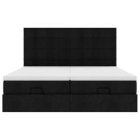 Ottoman bed met matrassen 200x200cm stof zwart - thumbnail