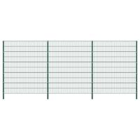 vidaXL Schuttingpaneel met palen 5,1x2 m ijzer groen - thumbnail