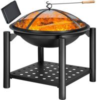 Vuurschaal Ø55cm met Houtlade zwart gepoedercoat staal - thumbnail