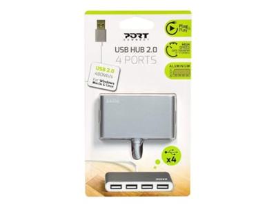PORT Designs 900120 USB 2.0-hub 4 poorten Grijs, Wit