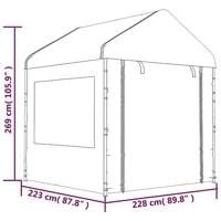 Prieel met dak 20,07x2,28x2,69 m polyetheen wit - thumbnail