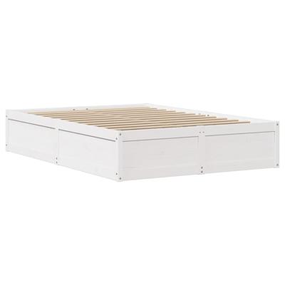 Bedframe met hoofdbord massief grenenhout wit 140x190 cm