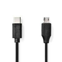 USB-Kabel | USB 2.0 | USB-C Male | USB Micro-B Male | 60 W | 480 Mbps | Vernikkeld | 1.00 m | Rond | PVC | Zwart - thumbnail
