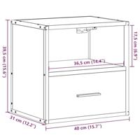 Nachtkastje wandgemonteerd 40x31x39,5 cm zwart - thumbnail