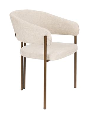 Dutchbone Eetkamerstoel 'Naida' Bouclé, kleur Beige