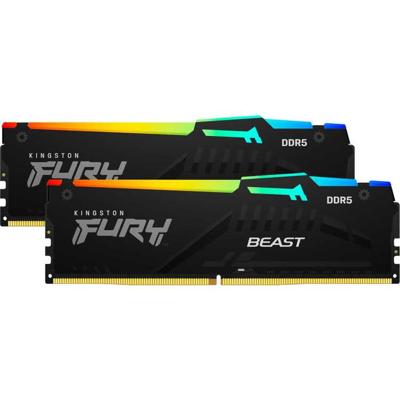 Kingston FURY Beast RGB Werkgeheugenset voor PC DDR5 32 GB 2 x 16 GB Non-ECC 5200 MHz 288-pins DIMM CL40 KF552C40BBAK2-32 Kingston FURY Beast RGB Werkgeheugenset voor PC DDR5 32 GB 2 x 16 GB Non-ECC 5200 MHz 288-pins DIMM CL40 KF552C40BBAK2-32